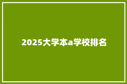 2025大学本a学校排名