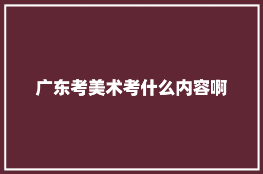 广东考美术考什么内容啊