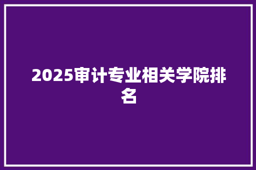 2025审计专业相关学院排名