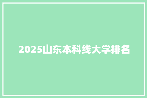 2025山东本科线大学排名