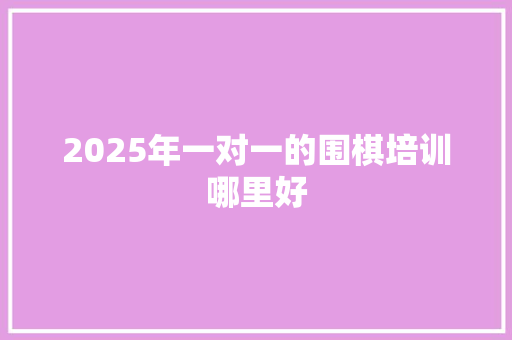 2025年一对一的围棋培训哪里好