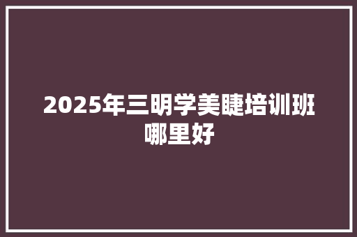 2025年三明学美睫培训班哪里好