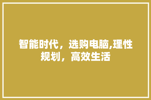 智能时代，选购电脑,理性规划，高效生活