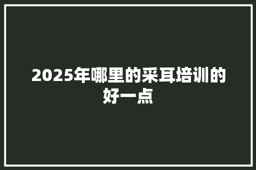 2025年哪里的采耳培训的好一点