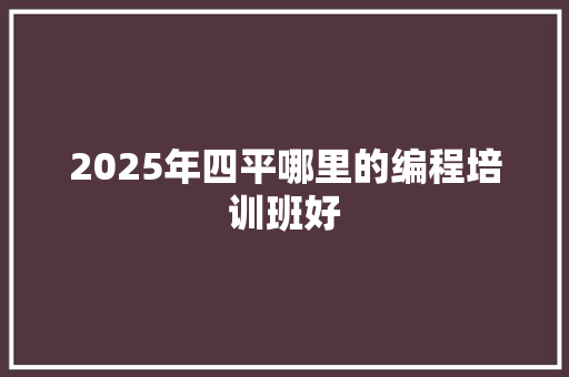 2025年四平哪里的编程培训班好