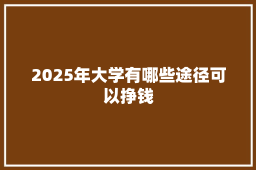 2025年大学有哪些途径可以挣钱