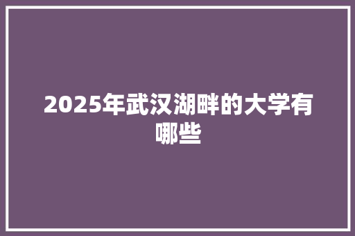 2025年武汉湖畔的大学有哪些