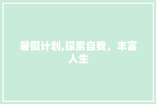 暑假计划,探索自我，丰富人生