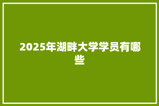 2025年湖畔大学学员有哪些