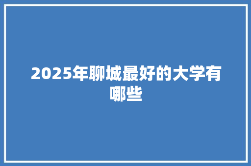 2025年聊城最好的大学有哪些