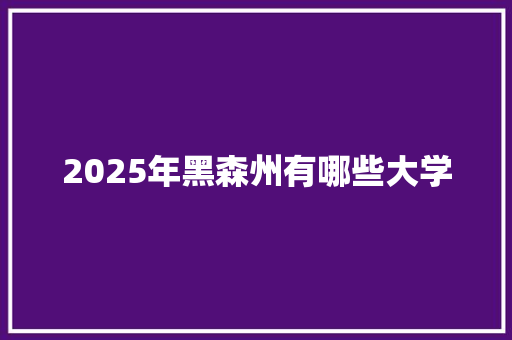 2025年黑森州有哪些大学