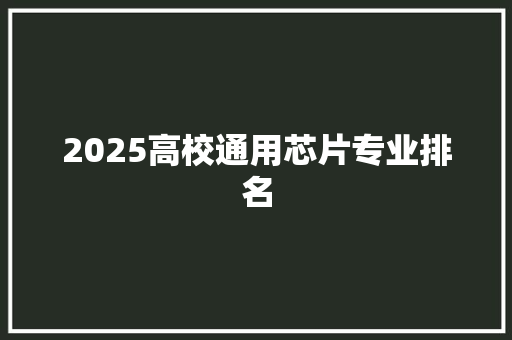2025高校通用芯片专业排名