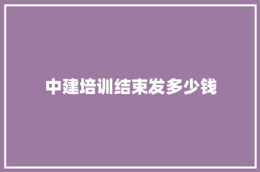 中建培训结束发多少钱
