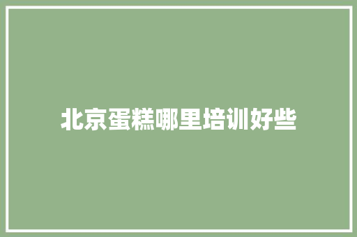 北京蛋糕哪里培训好些