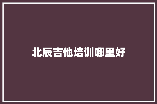 北辰吉他培训哪里好