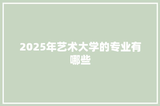 2025年艺术大学的专业有哪些