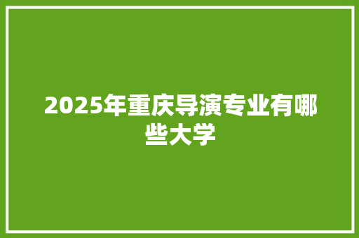 2025年重庆导演专业有哪些大学