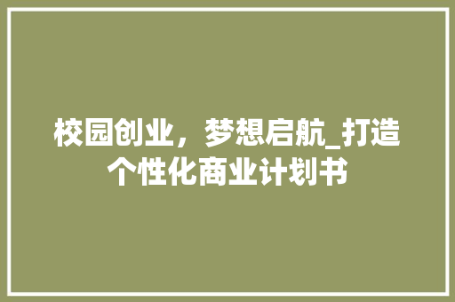 校园创业，梦想启航_打造个性化商业计划书