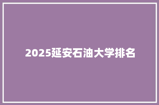 2025延安石油大学排名