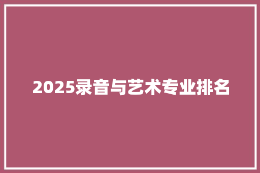 2025录音与艺术专业排名
