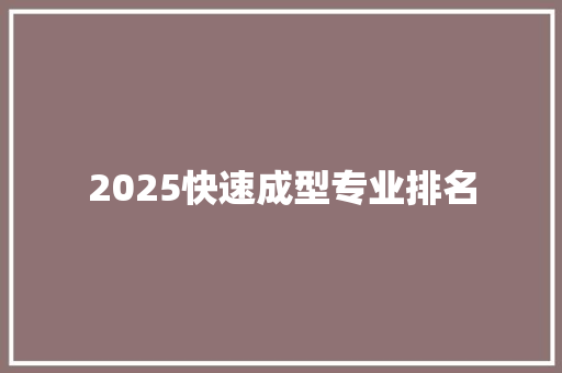 2025快速成型专业排名