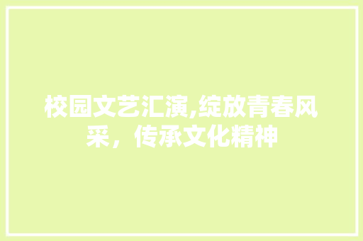校园文艺汇演,绽放青春风采，传承文化精神