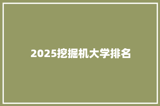 2025挖掘机大学排名