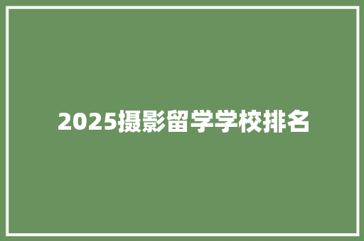 2025摄影留学学校排名