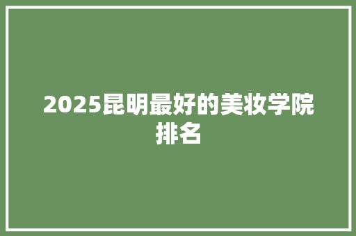 2025昆明最好的美妆学院排名