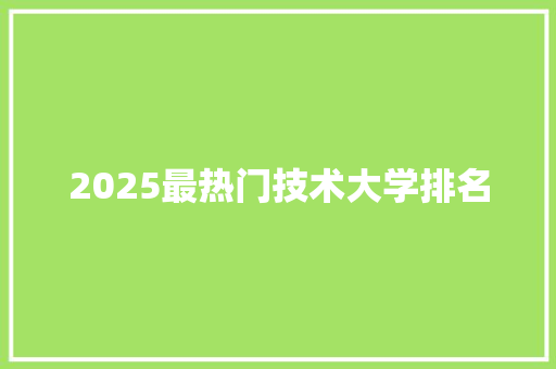 2025最热门技术大学排名