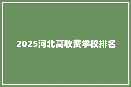 2025河北高收费学校排名