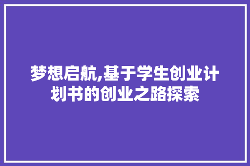梦想启航,基于学生创业计划书的创业之路探索