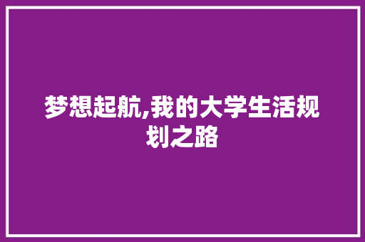 梦想起航,我的大学生活规划之路