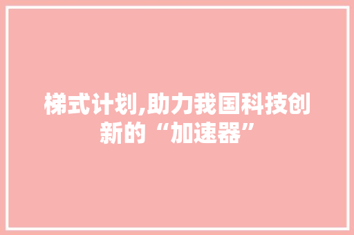 梯式计划,助力我国科技创新的“加速器”