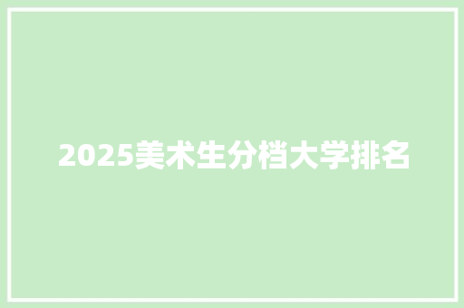 2025美术生分档大学排名