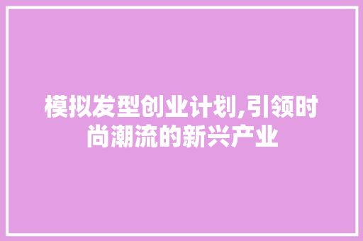 模拟发型创业计划,引领时尚潮流的新兴产业