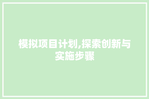 模拟项目计划,探索创新与实施步骤