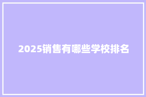 2025销售有哪些学校排名