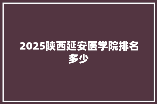 2025陕西延安医学院排名多少