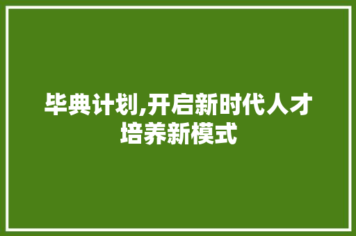 毕典计划,开启新时代人才培养新模式