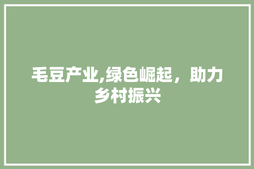 毛豆产业,绿色崛起，助力乡村振兴