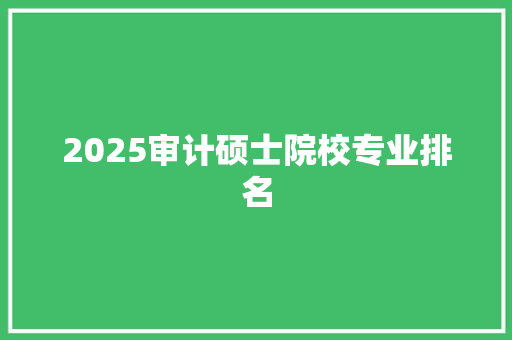 2025审计硕士院校专业排名
