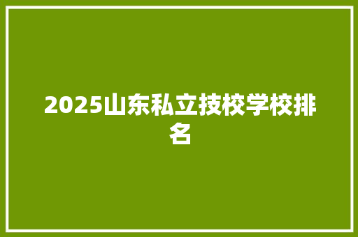 2025山东私立技校学校排名