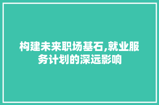 构建未来职场基石,就业服务计划的深远影响