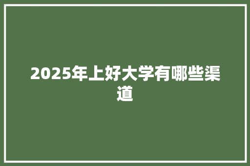 2025年上好大学有哪些渠道