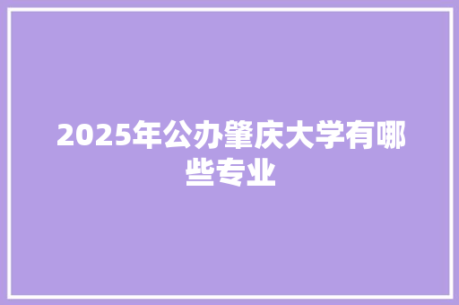 2025年公办肇庆大学有哪些专业