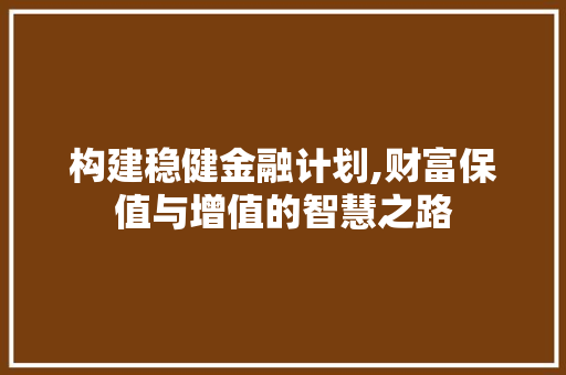 构建稳健金融计划,财富保值与增值的智慧之路