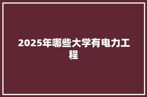 2025年哪些大学有电力工程