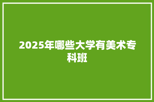 2025年哪些大学有美术专科班