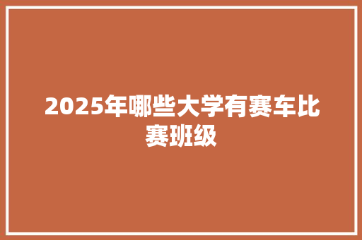 2025年哪些大学有赛车比赛班级